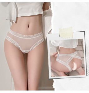 FEE ET MOI - Lace Sheer Open-Crotch Panties (White)